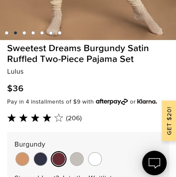 Lulus • Sweetest Dreams Burgundy Satin Ruffled Two-Piece Pajama Set - Picture 4 of 4